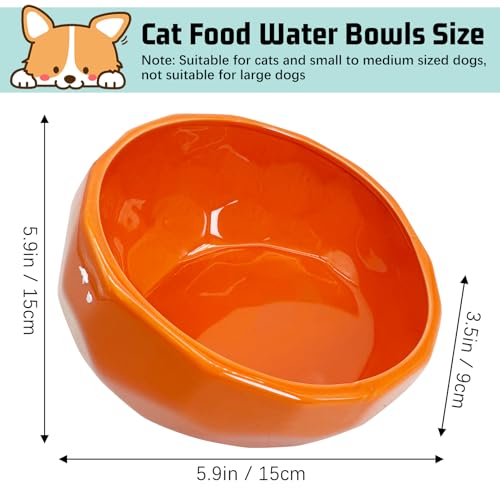 kathson Slanted Ceramic Dog Bowl Tilted 15° Cat Food Water Bowls Dish Animal Pet Comfort Feeding Bowls Heavy Weighted Feeder for Wet or Dry Food (Orange) - color: Orange