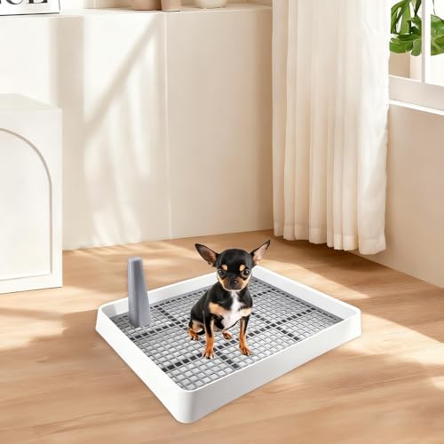 2 Pack Large Rabbit Litter Box Bunny Litter Tray with Detachable Grate | Small Animal Potty Trainer Pan for Guinea Pig, Hamster, Ferret, Rat, Hedgehog & Chinchilla - color: White and Grey 2Pcs