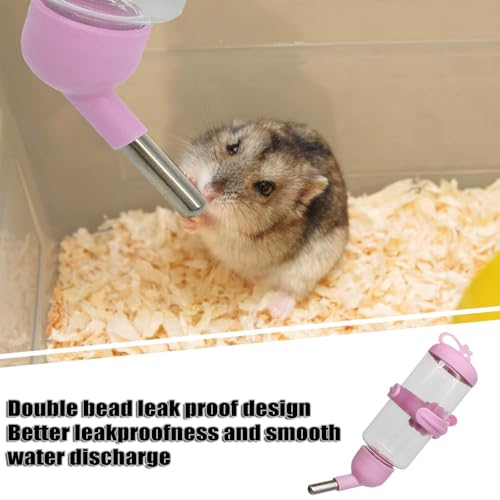 125ml Guinea Pig Water Bottle/Feeder for Hamsters/Hedgehogs/Gliders/Rabbit/mouses/Other Small Pets and Animals,Suitable for Cages, Boxes or Wall-Mounted (Pink, 125ml) - color: pink