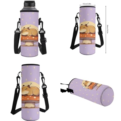 Mushroom Copybara Backpack and Lunch Bag Set for Girls Bookbags for 2Nd Grade Kids Water Bottle Holder and Large Capacity Pencil Case 4 in 1 Set School Presents for Daughter/Son - color: Mushroom Copybara