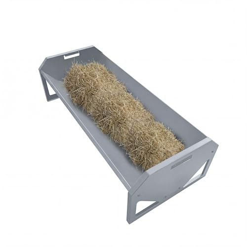 22 Gallon Capacity Livestock Feeder, 45" Hay Feeder for 10 Sheep Once, Heavy Duty Steel Livestock Feeding Trough for Horse, Goat, Sheep, Cattle, Cow, Alpaca, Silver | Heavy Duty Steel Livestock Feeding Trough for Horse, Goat, Sheep, Cattle, Cow, Alpaca, S