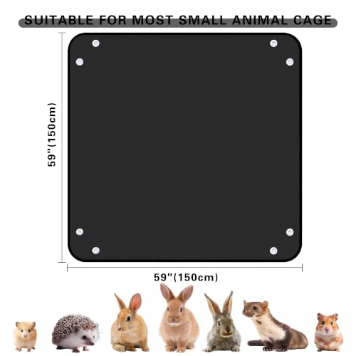 Waterproof Pet Playpen Mat, Reusable Cage Liner, Animals Habitat Protection | 1 Pack, 59"x59", Black Cage Liners for Hamsters, Ferrets, Guinea Pig, Rabbits, Bunny, Birds, and Other Small Animals - color: Black, size: 59" x 59"