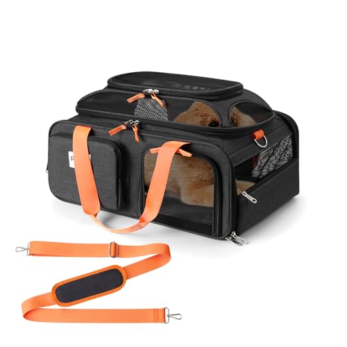 pidipiti 19x13x9 top Expandable pet Carrier, for Small Dog/cat up to 10 lbs | TSA Approved,with 2 pockets,zipper lock,leakproof,good Visibility,for Southwest Lufthansa Airlines,Air Canada,Amtrak Train - size: 19.0"L x 13.0"W x 9.0"H