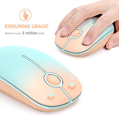 VssoPlor Wireless Mouse, 2.4G Slim Computer Laptop Mouse, Orange to Green | Portable Mouse, Plug & Play USB Nano Receiver, Quiet Silent Optical Mice for Notebook, PC, Laptop, Computer, Windows, Mac - color: Orange to Green