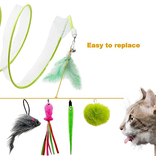 Self Play Cat Hunting Spiral Tunnel Toy, Folded Cat Spring Tunnel Toys for Indoor Cats (Green) - color: Green
