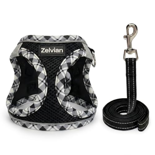 Escape Proof Cat Harness and Leash, Adjustable Vest, Black, M | Soft Reflective Mesh with Dual D-Rings, Step-In Fit, Quick Buckle and 5 ft Leash for Outdoor Walks, Training and Vet Visits - color: Black, size: M