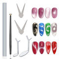 Cat Eye Magnet for Nails 6 PCS, Super Long Double-head Nail Polish Magnet Pen, Flower Design Nail Magnetic Pen, Stick for 3D French Cat Eye Gel Polish with Y/V Shape Clippers Heart Magnetic DIY Tools - color: 6pcs