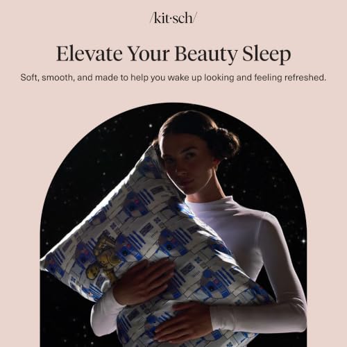 Kitsch x Star Wars R2-D2 & C-3PO Satin Pillowcase, Size 19x36 | Softer Than Silk Pillow Cases, Smooth Cooling Satin Pillow Case for Hair and Skin, Wrinkle-Free, Machine Washable - color: R2-d2 & C-3po, size: King (1 Pack)