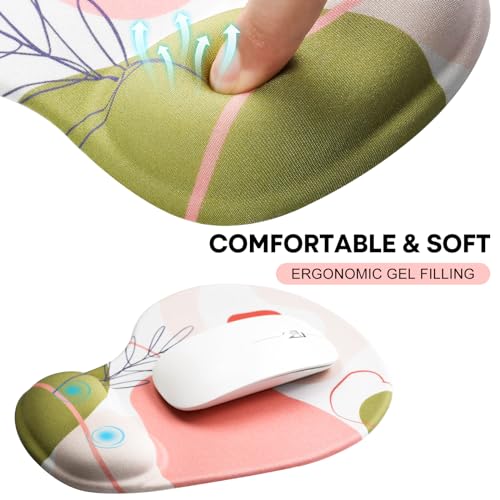 JIKIOU Ergonomic Mouse Pad with Gel Wrist Rest 2 Pack, Portable Small Rose | Upgraded-Prevent Gel Leakage, Ergonomic Design for Pain Relief, Cooling Gel filled, Smooth Lycra Surface, Non-Slip PU Base - color: 04Rose