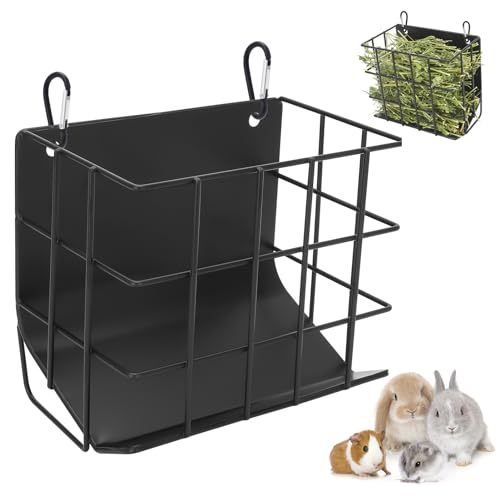 Rabbit Hay Feeder with Heavy-Duty Metal Frame Rabbit Hay Holder, Bunny Hay Feeder Guinea Pig Hay Holder,for Rabbits Guinea Pigs Bunny Chinchillas and Small Animals (Black) - color: Black, size: 1 piece