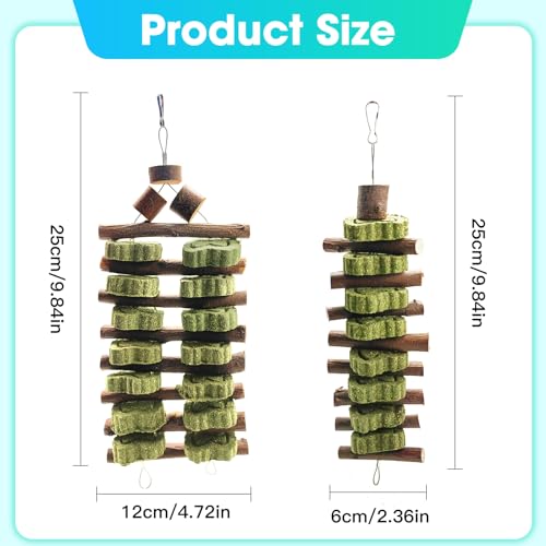 WDEFUN Natural Apple Wood Clover Cake Teeth Grinding Toy String - Rabbit Snack Chewing Toy, Safe and Durable Pet Teeth Grinding Rod, Caring for Dental Health - size: 2 Pcs Large Grinding Toy String