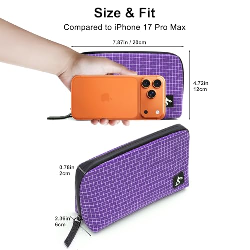 simtoper Small Electronics Organizer Travel Case – Slim Travel Cable Pouch for Small Tech Accessories, Cords, Chargers, Earbuds – Lightweight Mini Tech Bag for Backpack, Business, Travel - color: Purple Plaid, size: Small