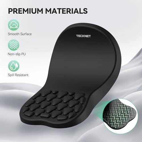 TECKNET Ergonomic Mouse Pad with Wrist Rest,Soft Comfortable Massage Design | Memory Foam and Non-Slip PU Base for Pain Relief, Office Gaming Mousepad for Desk, Home, Office - Black - color: Black