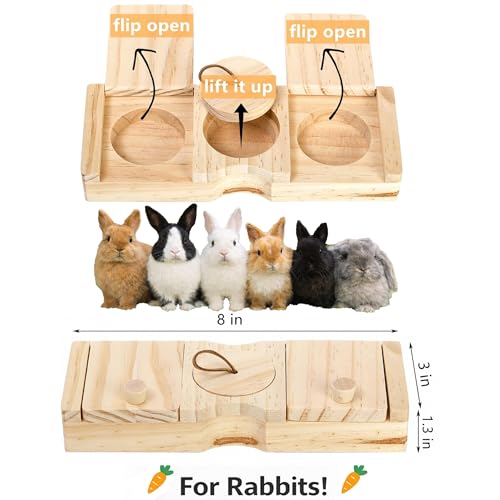 Deluxe Extra Large Wooden Rabbit Castle with Feeding Station, 2-Story Spacious Bunny Hideout House, Easy Assembly Indoor Habitat for Rabbits, Guinea Pigs and Chinchillas