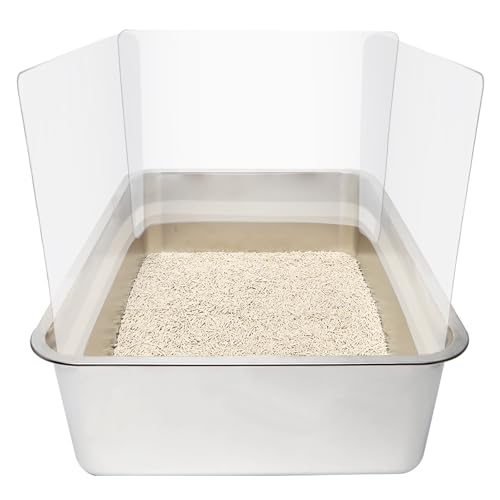 YOILES 3PCS Cat Litter Box Pee Shields,Transparent Easy Clean Splash Guard | 14.5×11.5in for Open Top Litter Pan - Litter Box Not Included (3, Clear)