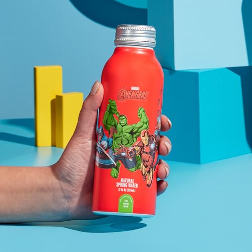 PULSE Marvel Avengers Natural Spring Water - Disney Bottles - Filtered Spring Water - BPA-Free Aluminum Recyclable Bottles - 12 Pack - style: Marvel Avengers