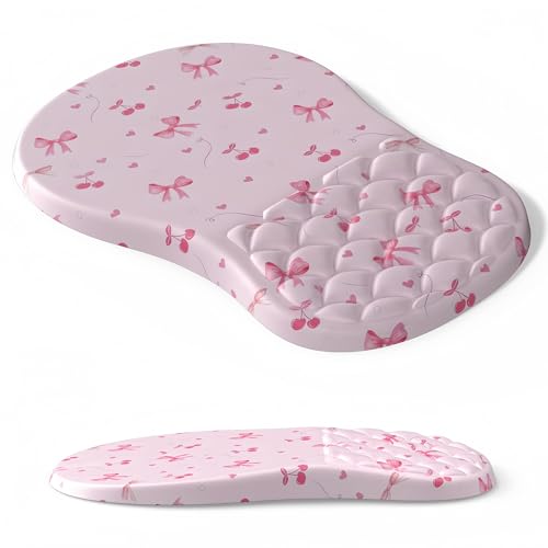 Ergonomic Mouse Pad Wrist Support with Massage Design,Cute Bows Wrist Rest Pain Relief Mousepad with Memory Foam,Mousepad for Wireless Mouse - color: B-01