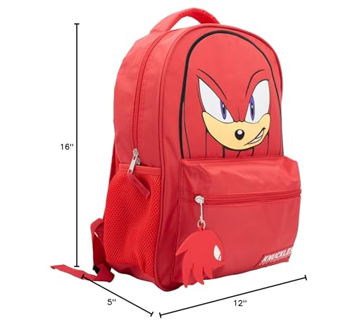 AI ACCESSORY INNOVATIONS Sonic The Hedgehog Backpack for Boys & Girls, Knuckles 16 Inch Schoolbag with 3D Features, Durable School Bag for Kids, Red - style: Red Knuckles