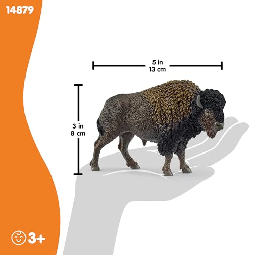 Schleich Wild Life - 5” North American Bison Figure - Realistic Buffalo Toy with Shaggy Coat and Bull Horns - Durable Animal Figurine for Screen-Free Play for Boys and Girls - Kids Ages 3+ | 14879