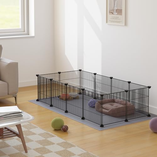 LURIVA DIY Small Animal Playpen, Pet Playpen, Guinea Pig Cages, Rabbit Playpen, Dog Puppy Playpen, Indoor Metal Wire Yard Fence, 15 X 12 Inch, 12 Panels, Black