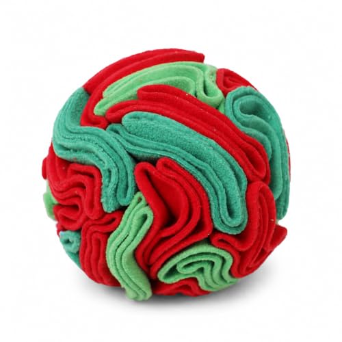 Snuffle Ball for Dogs - Interactive Dog Toys to Keep Them Busy, Dog Puzzle Toy with Soft Fabric for Small, Medium, Large Dogs Daily Companionship, Training Reward Gift - color: Red & Green, size: Medium