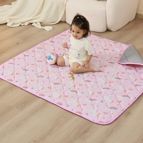 Viviland Baby Play Mats for Floor, Thicken Playmat for Baby and Toddlers Infants, 71" x 59" Playpen Mat, Non-Slip & Machine Washable - Pink Unicorn - color: Pink Unicorn, size: 71" X 59"