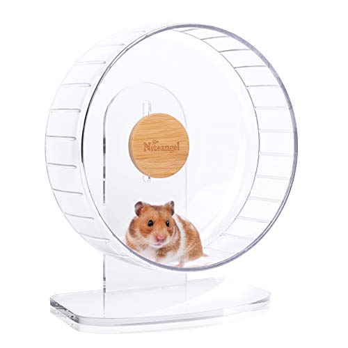 Niteangel 10-Inch Super-Silent Hamster Exercise Wheels with Platform- Quiet Spinner Hamster Running Wheels with Adjustable Stand for Hamsters Gerbils Mice Or Other Small Animals