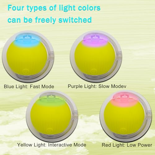 Interactive Cat Dog Toy Ball with LED Light, Automatic Rolling(Yellow) | String Tail and LED Light Design, Motion Activated, Suitable for Interactive Indoor Pet Play and Exercise - color: Yellow