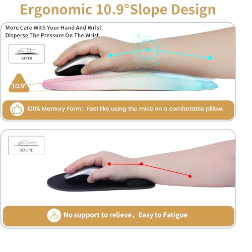 L-SPOUTTO Ergonomic Mouse Pad with Wrist Rest,Cute Cat Paw Mousepad Wrist Support,Comfortable Massage Design Computer Pain Relief Mouse Pad with Non-Slip PU Base for Desk Laptop Gaming,Rainbow - color: Rainbow