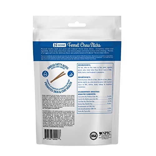 N-Bone Ferret Chew Sticks Salmon Flavor, 1.87-oz Bag (Pack of 4) - size: 1.87 Ounce (Pack of 4)