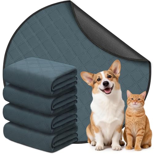 Siedihit Washable Reusable Pet Pee Pads, Absorbent Non-Slip Training Mat | for Dog Cat Rabbit Puppy Kitten, Whelping Playpen Crate Bed Cage Home Indoor Outdoor (Medium - 4pack, Round) - size: Medium - 4pack