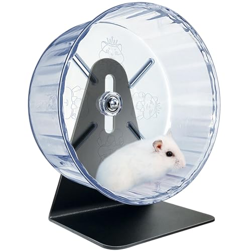 Super Silent Hamster Exercise Wheel - Adjustable Stand, Quiet Rat Wheel ( 6 inch, Transparent) - color: Transparent, size: Φ 6 inch