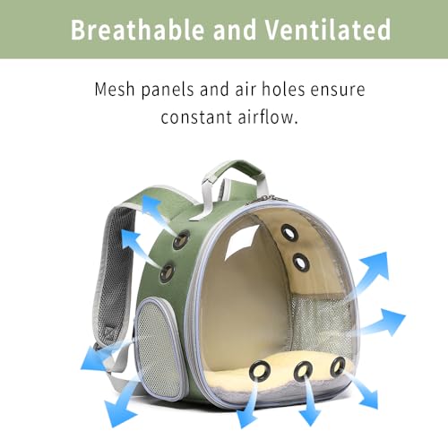 Bunny Carrier, Guinea Pig Carrier,Small Animal Carrier Backpack for Rabbit,Bearded Dragon, Lizard,Hamster,Kitten. Breathable Pet Travel Cage Bag (Army Green) - color: Army Green