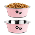 Stainless Steel Dog Bowls, Nonslip Rubber Bottom No Spill Proof Skid Metal Insulated Dog Bowls for Large Medium Small Breed Dogs (Pink, 6.6 Cups/53 OZ) - color: Pink, size: 6.6 Cups/53 OZ