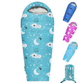 KidzAdventure Mummy Style 32 – 59F Kids Sleeping Bag with Pillow Sleeve, 4 Season, Lightweight and Backpacking Style, Ideal for Camping, Sleepover, Boys, Girls, and Youth - color: Sky blue kids up to 4\'3"