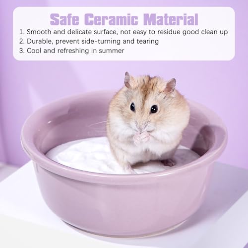 kathson Hamster Sand Bath Box Ceramic Small Animals Shower Bathtub Gerbil Litter Box Mice Bathroom Syrian Hamster Digging Sand Container Cage Accessories for Lemmings (Pink) - color: Pink