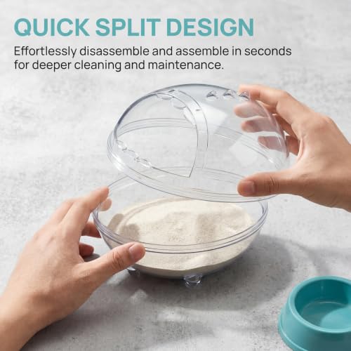 Clear Hamster Sand Bath, Dinosaur Sandbox Hideout with Scoop (M) | Anti-Scatter Sandbox, For Dwarf Hamsters Gerbils Mice, Hideout & Sand Bath Container - size: Medium