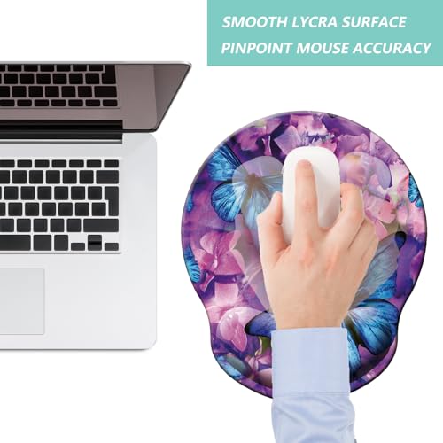 Mouse Pad with Wrist Support, Ergonomic Mouse Pad with Memory Foam Wrist Rest Cushion, Non-Slip Rubber Base Gaming Mice Pad for Home Office Computer Laptop, Butterfly Flowers - color: M29-Butterfly flowers