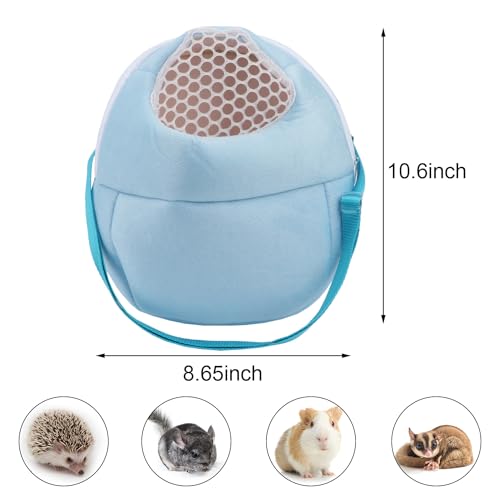 Hypeety Pet Carrier Bag Breathable Portable Travel Backpack for Guinea Pig | Breathable mesh pouch, hands-free sling outgoing bag, secure zipper, for hedgehog/hamsters/sugar glider/chinchilla, blue - color: Blue