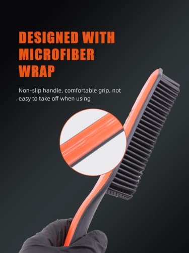 SPTA Pet Hair Brush, 2Pcs Pet Hair Removal Brush,Triangular Wedge Tip,Rubber Bristles to Trap and Remove Hair,Metal-Free Design,Ergonomic Design Great for Cars,Trucks,SUVs,RVs, Home,Furniture&More