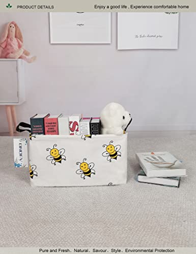 Rectangular Fabric Storage Bin, Foldable Bee print Basket | Damp-proof canvas with reinforced stitched handles.Great for clothes,books & sundries in closets,playrooms,laundry rooms. - color: Bee