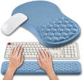 Hokafenle 2 in 1 Ergonomic Mouse Pad Wrist Support & Wrist Rest for Computer Keyboard Set, with Relieve Carpal Tunnel Pain Massage Bulge and Full Memory Gel Design (2In1 Set, Lake Blue) - color: Hk013-lake Blue