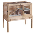GUTINNEEN Guinea Pig Cages with Anti Chewing Sturdy Plastic Floor and Cool Zinc Plate, Indoor Rabbit Hutch with Hideout and Platform, Elevated Legs Hamster Cage 36.6" L (Nature) - color: Nature