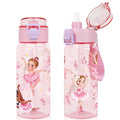 Tritan Kids Water Bottle for School, 18.6 Oz Leakproof Toddler Water Bottle | with a Pop-up Detachbale Straw, 2-in-1, Dishwasher Safe, 1-Pack, Ballerina - color: Ballerina