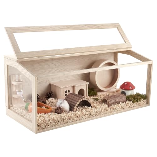 VEVOR Wooden Hamster Cage 48"x20.1"x20.1" 270° Viewing Hamster Habitat, Chewproof Acrylic Small Animal Cage with Openable Top, Large Pet Enclosure for Syrian/Dwarf Hamsters, Guinea Pigs & Gerbils - size: 48.0"L x 20.1"W x 20.1"H