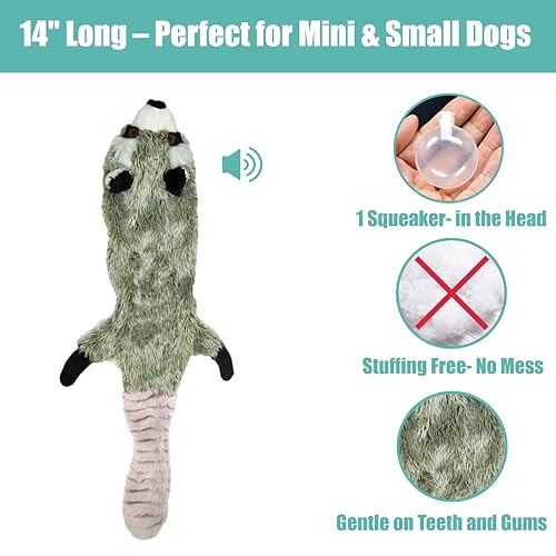 SPOT Skinneeez Raccoon 14 Inch Stuffing-Free Plush Dog Toy – Soft, Mess-Free Toy with One Squeaker for Small & Medium Dogs, Best for Light to Moderate Chewers - style: Mini Raccoon