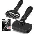 Professional 3PCS Self Cleaning Slicker Brush & Pet Grooming Rake & Flea Comb for Dogs,Cats and Horses | Double-Sided Dematting Comb & Skin Friendly Deshedding Grooming Tool | Pet Supplies (Black) - color: Black