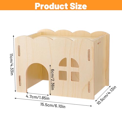 Wood Hamster Hideout, Wooden Hamster Hideout House Chew-Safe | Hamster Explorer for Gerbils Hamsters Small Pets