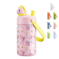POWCAN 12 oz Kids Water Bottle: 2-in-1 Straw Spout Lid with Soft Animal Head, Leakproof, Backpack Friendly, Keep Cold 24H, Cute Patterns, Insulated Cup for School, Playtime, Trip, Gift (Lovely Trike) - color: Lovely Trike, size: 12 Ounces