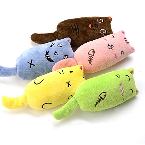 Legendog 5Pcs Catnip Toy, Cat Chew Toy Bite Resistant Catnip Toys for Cats,Catnip Filled Cartoon Mice Cat Teething Chew Toy (Multicolor1) - color: Multicolor1